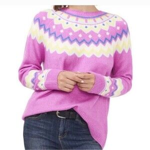 Vince Camuto Fair Isle Crewneck Sweater Pink lilac color Size Small
